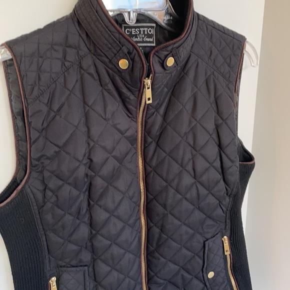 C’esttoi quilted vegan leather lined zip front fully lined vest size medium - Picture 3 of 7